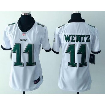 Women's Philadelphia Eagles #11 Carson Wentz White Road NFL Nike Game Jersey