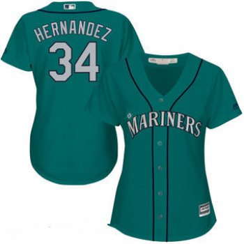 Women's Seattle Mariners Felix Hernandez Majestic Northwest Green Alternate Cool Base Player Jersey