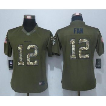 Women's Seattle Seahawks #12 Fan Green Salute to Service NFL Nike Limited Jersey