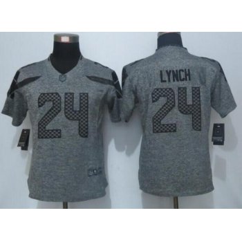 Women's Seattle Seahawks #24 Marshawn Lynch Gray Gridiron Nike NFL Limited Jersey