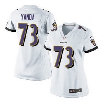 Women's Baltimore Ravens #73 Marshal Yanda Nike Game White Road Jersey