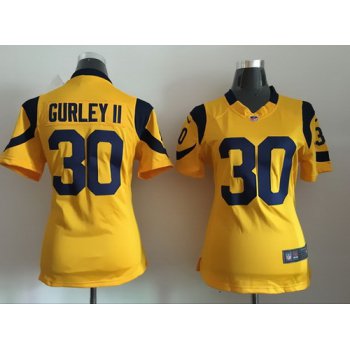 Women's Los Angeles Rams #30 Todd Gurley II Nike Gold Color Rush 2015 NFL Game Jersey