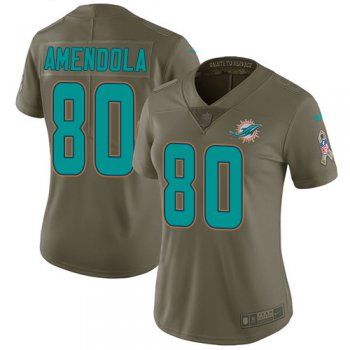 Nike Dolphins #80 Danny Amendola Olive Women's Stitched NFL Limited 2017 Salute to Service Jersey