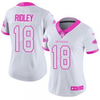 Nike Falcons #18 Calvin Ridley White Pink Women's Stitched NFL Limited Rush Fashion Jersey