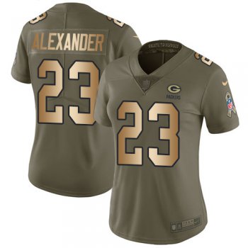 Nike Packers #23 Jaire Alexander Olive Gold Women's Stitched NFL Limited 2017 Salute to Service Jersey