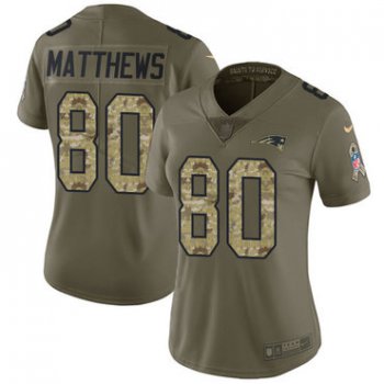 Nike Patriots #80 Jordan Matthews Olive Camo Women's Stitched NFL Limited 2017 Salute to Service Jersey