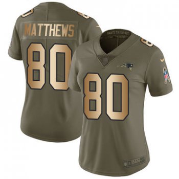 Nike Patriots #80 Jordan Matthews Olive Gold Women's Stitched NFL Limited 2017 Salute to Service Jersey