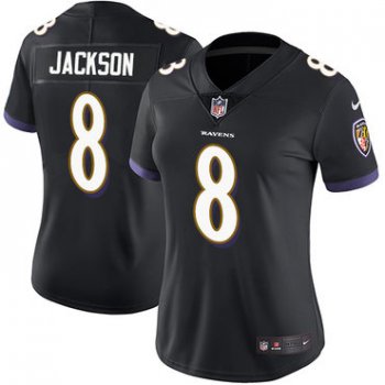 Nike Ravens #8 Lamar Jackson Black Alternate Women's Stitched NFL Vapor Untouchable Limited Jersey
