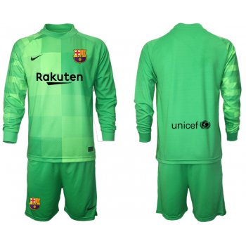 Men 2021-2022 Club Barcelona green goalkeeper Long Sleeve blank Soccer Jersey