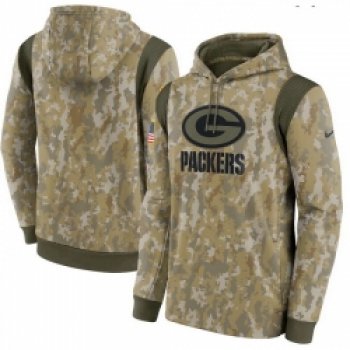 Men Green Bay Packers Nike Camo 2021 Salute To Service Therma Performance Pullover Hoodie