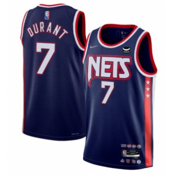 Men's Brooklyn Nets #7 Kevin Durant Navy 2021-22 Swingman City Edition 75th Anniversary Stitched Basketball Jersey