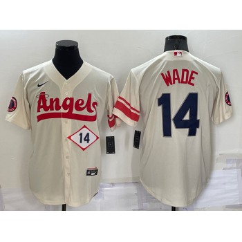 Men's Los Angeles Angels #14 Tyler Wade Number Cream 2022 City Connect Cool Base Stitched Jersey
