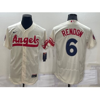 Men's Los Angeles Angels #6 Anthony Rendon Cream 2022 City Connect Flex Base Stitched Jersey