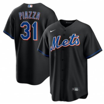 Men's New York Mets #31 Mike Piazza Black 2022 Cool Base Stitched Baseball Jersey