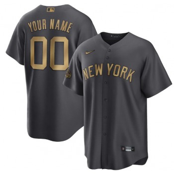 Men's New York Yankees Active Player Custom Charcoal 2022 All-Star Cool Base Stitched Baseball Jersey