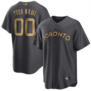 Men's Toronto Blue Jays Active Player Custom Charcoal 2022 All-Star Cool Base Stitched Baseball Jersey