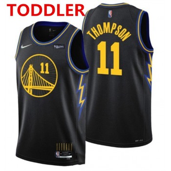 Toddlers Golden State Warriors #11 Klay Thompson 75th Anniversary Black Stitched Basketball Jersey