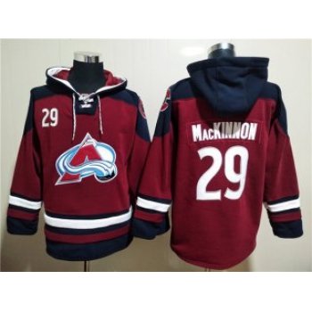 Men's Burgundy Colorado Avalanche #29 Nathan MacKinnon All Stitched Sweatshirt Hoodie