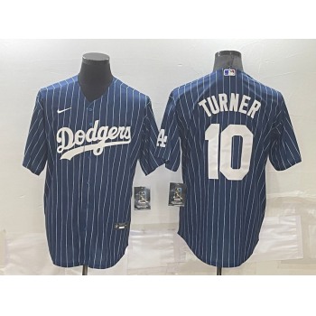 Men's Los Angeles Dodgers Blank Navy Blue Pinstripe Stitched MLB Cool Base Nike Jersey