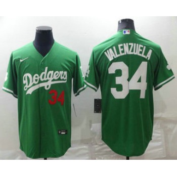 Men's Los Angeles Dodgers #34 Fernando Valenzuela Green Celtic Cool Base Stitched Jersey
