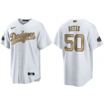 Men's Los Angeles Dodgers #50 Mookie Betts White 2022 All-Star Cool Base Stitched Baseball Jersey