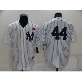 Men's New York Yankees #44 Reggie Jackson White No Name Stitched Rose Nike Cool Base Throwback Jersey