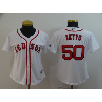 Women's Boston Red Sox #50 Mookie Betts White Home Stitched MLB Cool Base Jersey