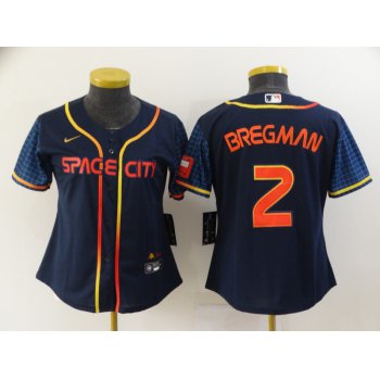 Women's Houston Astros #2 Alex Bregman 2022 Navy Blue City Connect Cool Base Stitched Jersey
