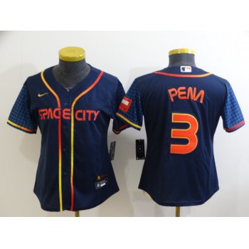 Women's Houston Astros #3 Jeremy Pena 2022 Navy Blue City Connect Flex Base Stitched Baseball Jersey