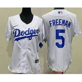 Women's Los Angeles Dodgers #5 Freddie Freeman White Cool Base Jersey