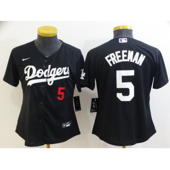 Youth Los Angeles Dodgers #5 Freddie Freeman Black 2022 Number Cool Base Stitched Nike Jersey