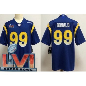 Youth Los Angeles Rams #99 Aaron Donald Limited Royal 2022 Super Bowl LVI Bound Vapor Jersey