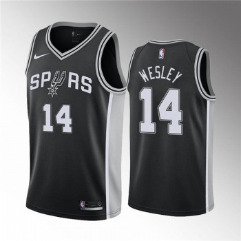 Men' San Antonio Spurs #14 Blake Wesley Black Association Edition Stitched Jersey