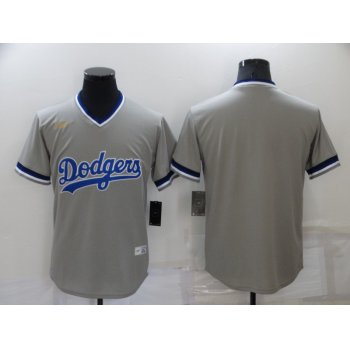 Men's Los Angeles Dodgers Blank Grey Cooperstown Collection Stitched MLB Throwback Jersey