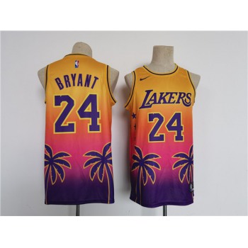 Men's Los Angeles Lakers #24 Kobe Bryant Yellow Pink Throwback basketball Jersey