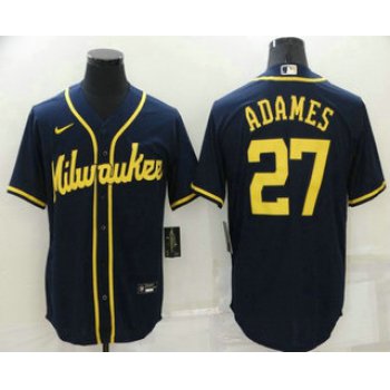 Men's Milwaukee Brewers #27 Willy Adames Navy Blue Stitched MLB Cool Base Nike Jersey