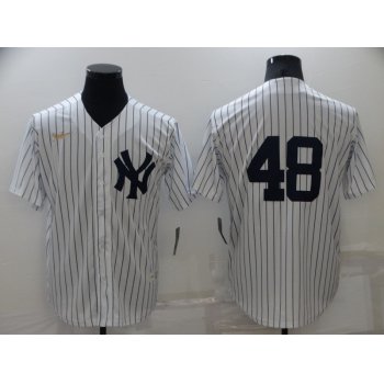 Men's New York Yankees #48 Anthony Rizzo No Name White Throwback Stitched MLB Cool Base Nike Jersey
