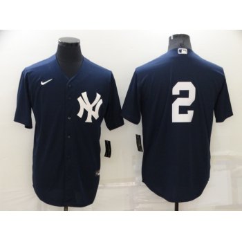 Men's New York Yankees #2 Derek Jeter No Name Black Stitched Nike Cool Base Throwback Jersey