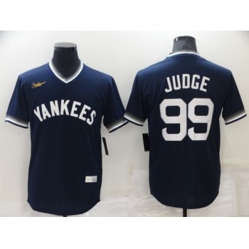 Men's New York Yankees #99 Aaron Judge Navy Blue Cooperstown Collection Stitched MLB Throwback Jersey