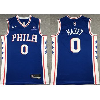 Men's Philadelphia 76ers Tyrese Maxey Royal 75th Anniversary Icon Edition Swingman Stitched Jersey