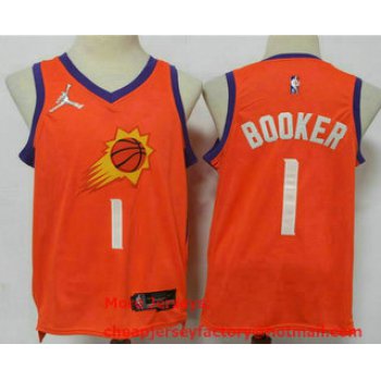 Men's Phoenix Suns #1 Devin Booker Orange Jordan 75th Anniversary Diamond 2021 Stitched Jersey