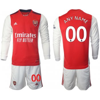 Men 2021-2022 Club Arsenal home red Long Sleeve customized Soccer Jersey
