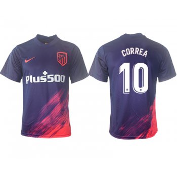 Men 2021-2022 Club Atletico Madrid away aaa version purple 10 Soccer Jersey