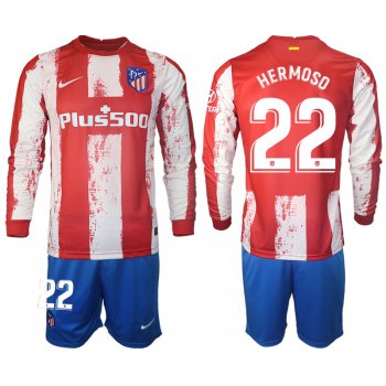Men 2021-2022 Club Atletico Madrid home red Long Sleeve 22 Soccer Jersey