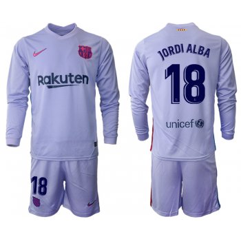 Men 2021-2022 Club Barcelona Second away purple Long Sleeve 18 Soccer Jersey