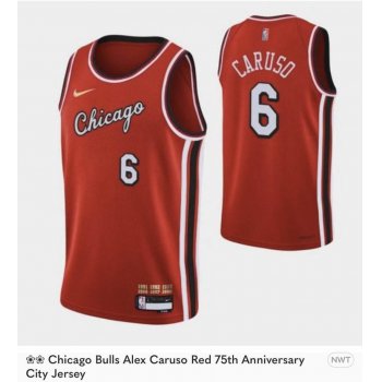 Men Chicago Bulls #6 Alex Caruso 75th Anniversary Red Edition Swingman Stitched Basketball Jersey