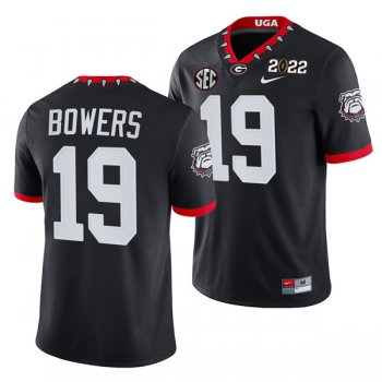 Men's Georgia Bulldogs #19 Brock Bowers 2022 Patch Black College Football Stitched Jersey