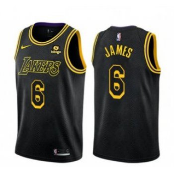 Men's Los Angeles Lakers #6 LeBron James Bibigo Black Stitched Basketball Jersey