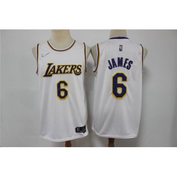 Men's Los Angeles Lakers #6 LeBron James White 75th Anniversary Diamond 2021 Stitched Jersey