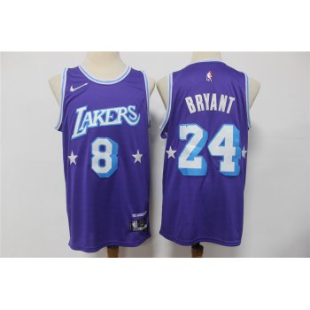 Men's Los Angeles Lakers #8 #24 Kobe Bryant Purple Nike Diamond 2022 City Edition Swingman Stitched Jersey